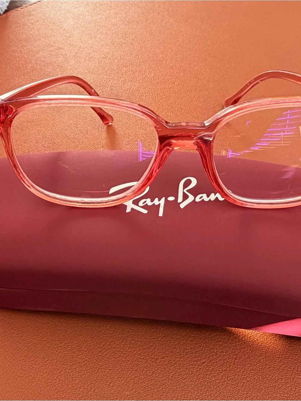 Ray-Ban Women's Translucent Pink Square Optical Frames
